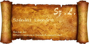 Szénási Leonárd névjegykártya